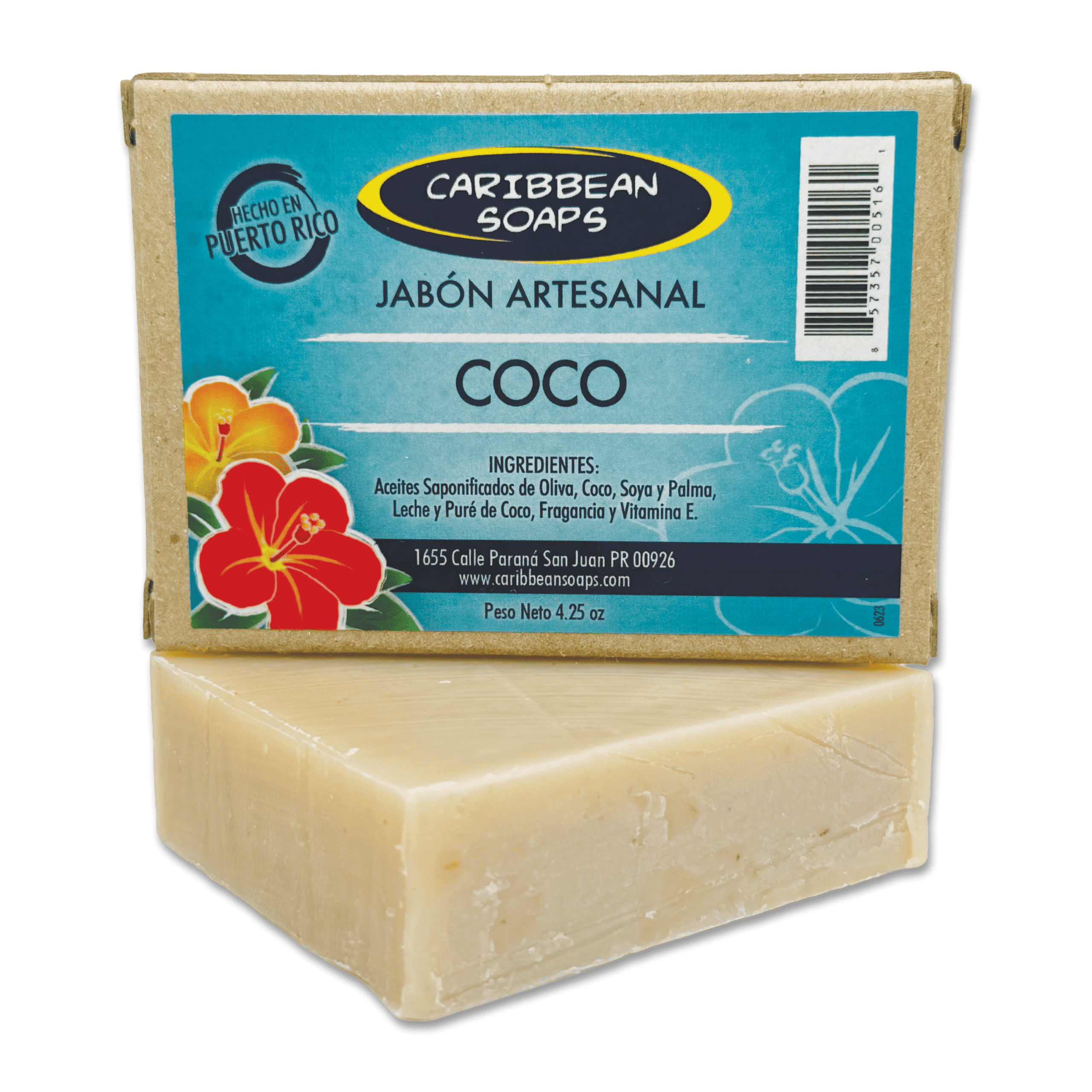 Handmade Coco soap from Caribbean Soaps with natural ingredients.