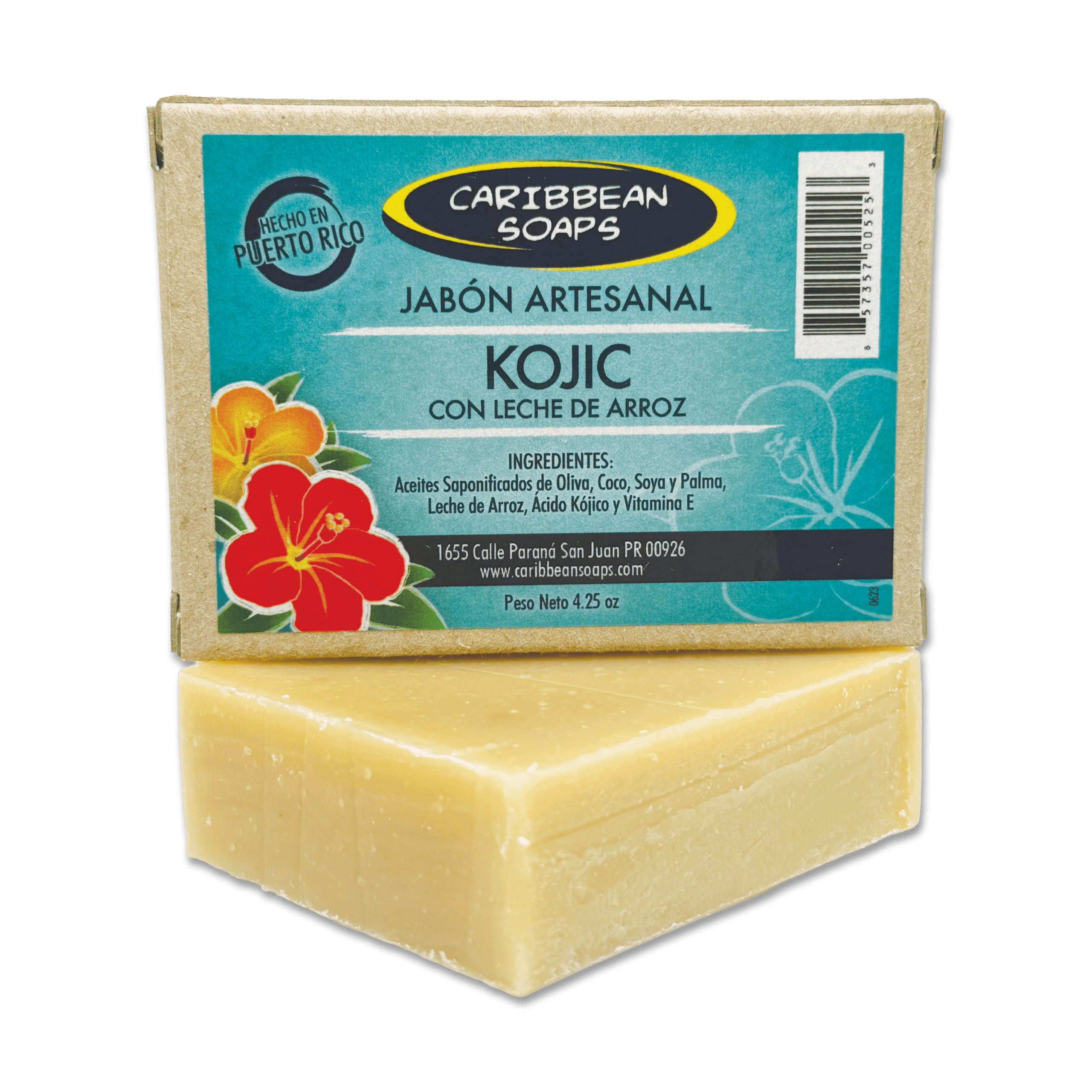 Kojic Handmade soap with rice milk from Caribbean Soaps, Puerto Rico.