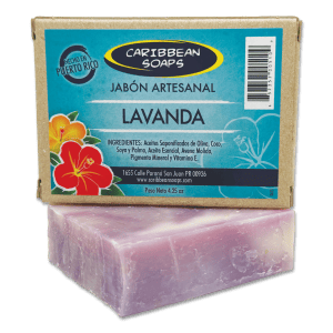 Lavender Handmade soap from Caribbean Soaps. A bestselling soap! The lavender handmade soap is great for a stress relieving bath. It is used widely to relieve tension, anxiety and depression. It can be beneficial to use before bedtime to promote a deep sleep. We add oatmeal to gently cleanse the skin. Lavender is very mild on the skin. Made in Puerto Rico. Full size bar 4.25 oz.