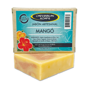 Handmade Caribbean Mango Soap. We offer the best mango handmade soap in Puerto Rico. Wonderful juicy scent! The scent will transport you to a tropical paradise. We add mango seed butter for its skin-moisturizing properties. Who knew mango seeds had such a wonderful use! Great soap for the body. Full size 4.25 oz. bar. Made in Puerto Rico