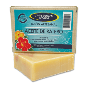 Handmade Ratero Thieves Oils soap bar. Made by Caribbean Soaps. Made with our version of "thieves oil" which is a potent antiseptic combination of oils. Made in Puerto Rico. Full size 4.25 oz. bar